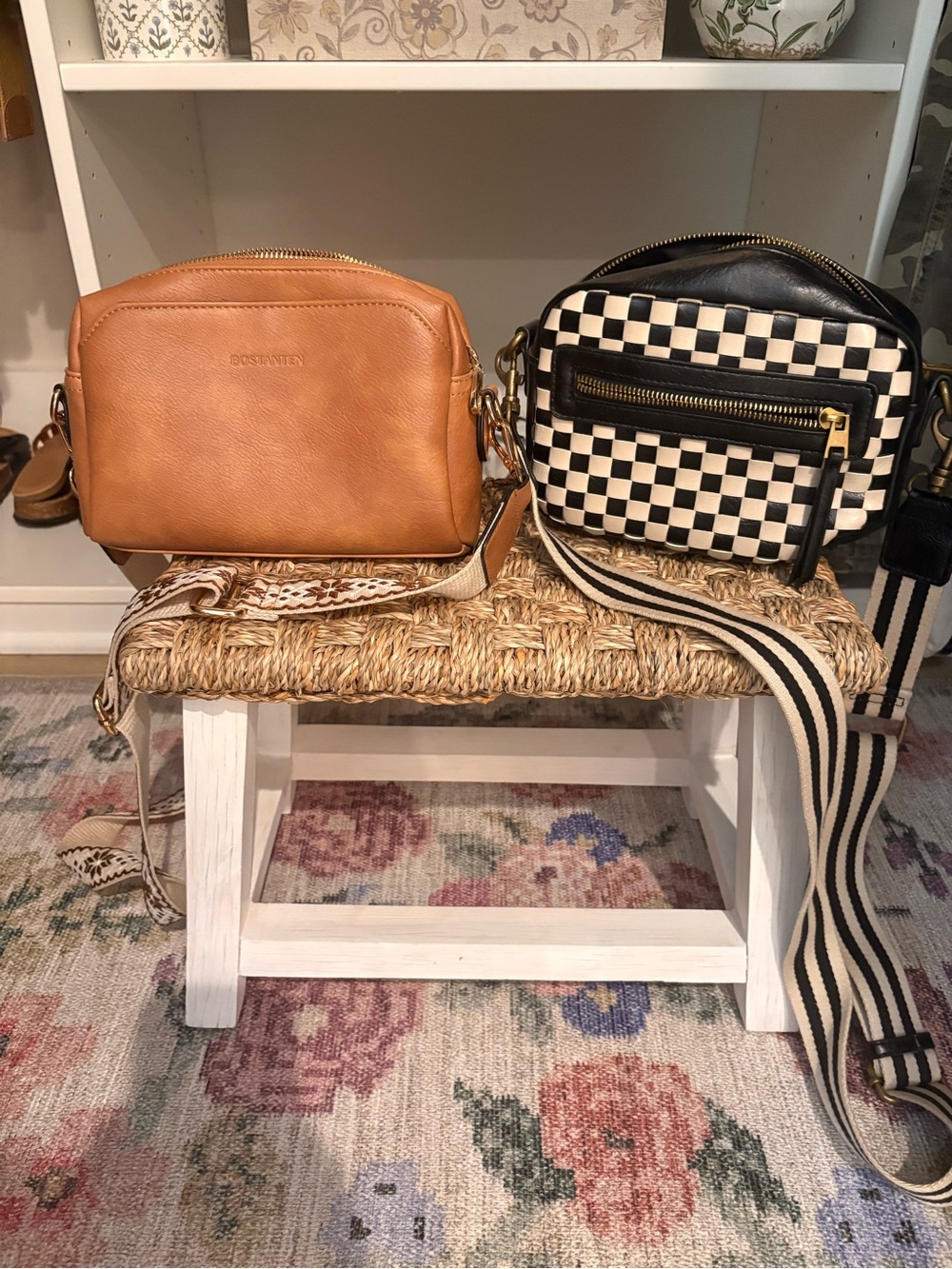 Fossil Tan Leather Crossbody Bag with Adjustable Strap